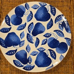 Fruit and Leaf Pattern Pedestal Plate